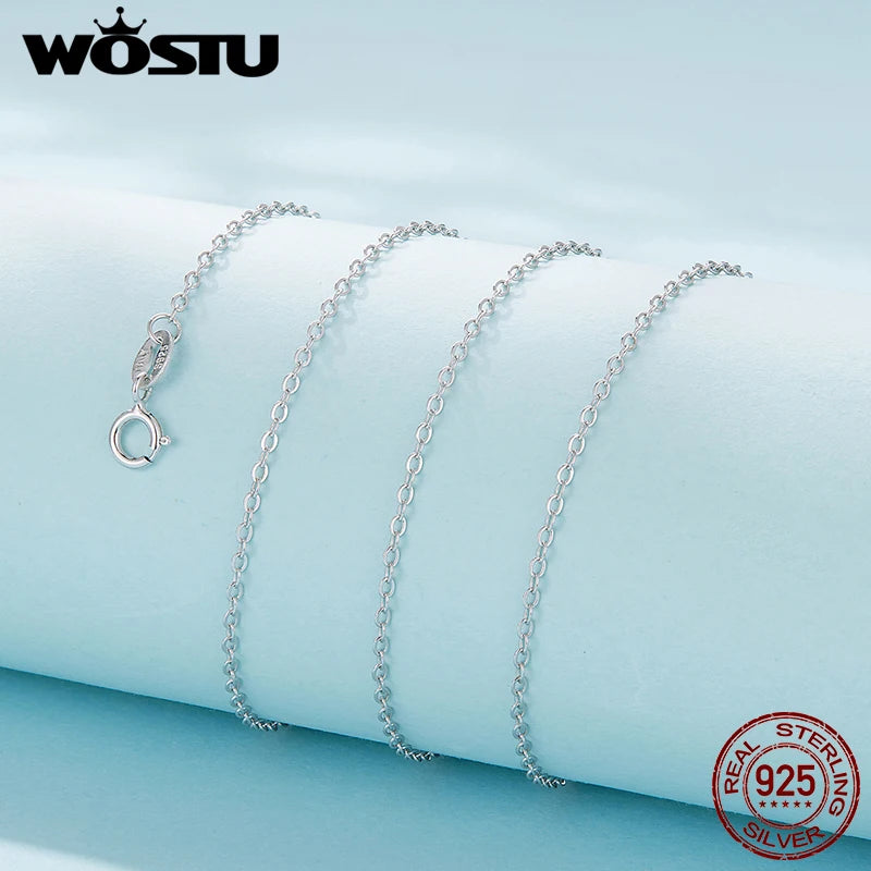 WOSTU Real 925 Sterling Silver 18K Gold O-Chain Necklace for Women Girls, s925 Silver Thin & Strong Necklace Chain Basic Links
