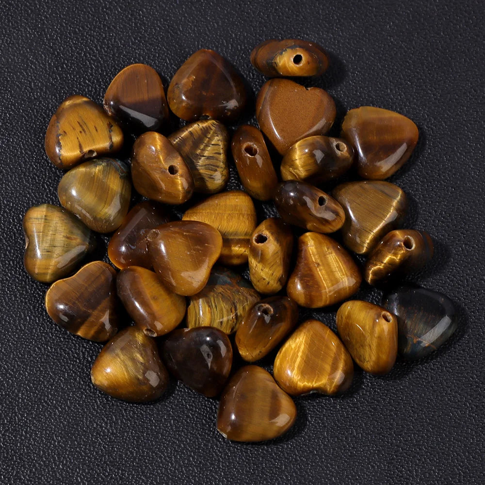 Natural Gems Heart Shape Stone Bead Central Drilled Fluorite Quartzs Loose Spacer Beads For Jewelry Making DIY Bracelet Earrings