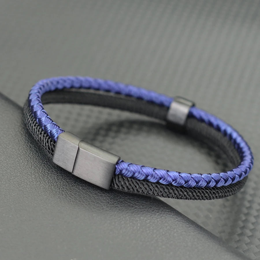 Grade A Keel Rope Bracelet Men Unfading Detachable Magnet Buckle Bangle Leisure Pulseira Homme Bicolor String Wrap Braclet Joias