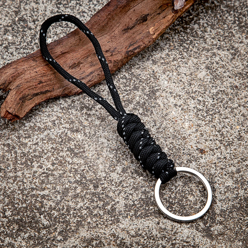 MKENDN High Strength Parachute Cord Keychain Outdoor Rock Climbing Camping Emergency Survival Paracord Lanyard Metal Key Ring