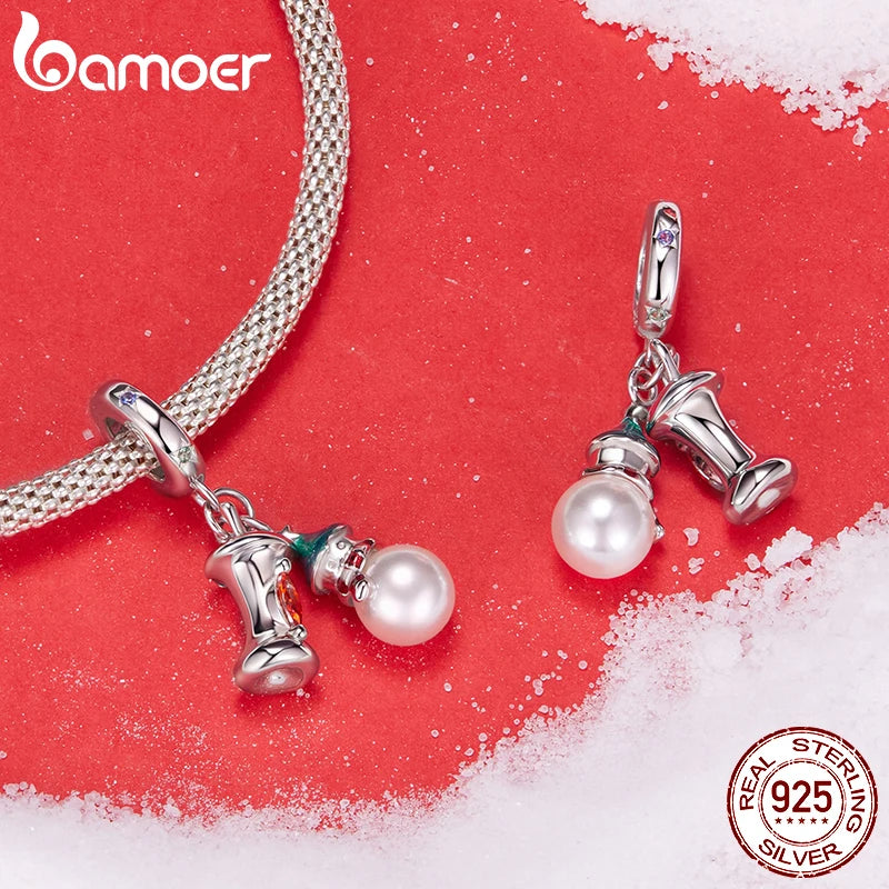 Bamoer 925 Sterling Silver Christmas Apple Tree Charms Xmas Series Pendant Beads for Women DIY Bracelet Accessories Holiday Gift