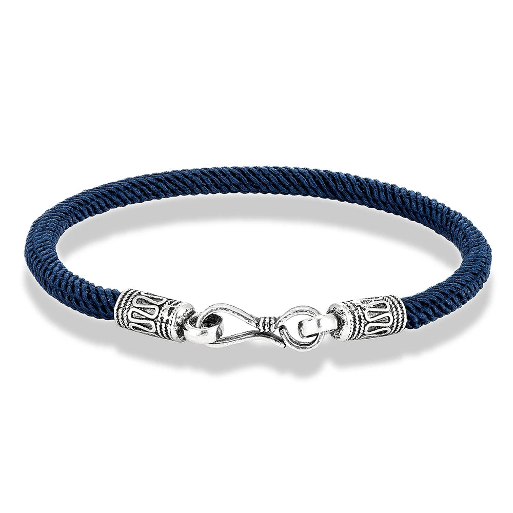MKENDN 925 Sterling Silver 4mm Braided Rope Bracelet Anklet for Women Men Friendship Bracelet Trendy Jewelry GIfts