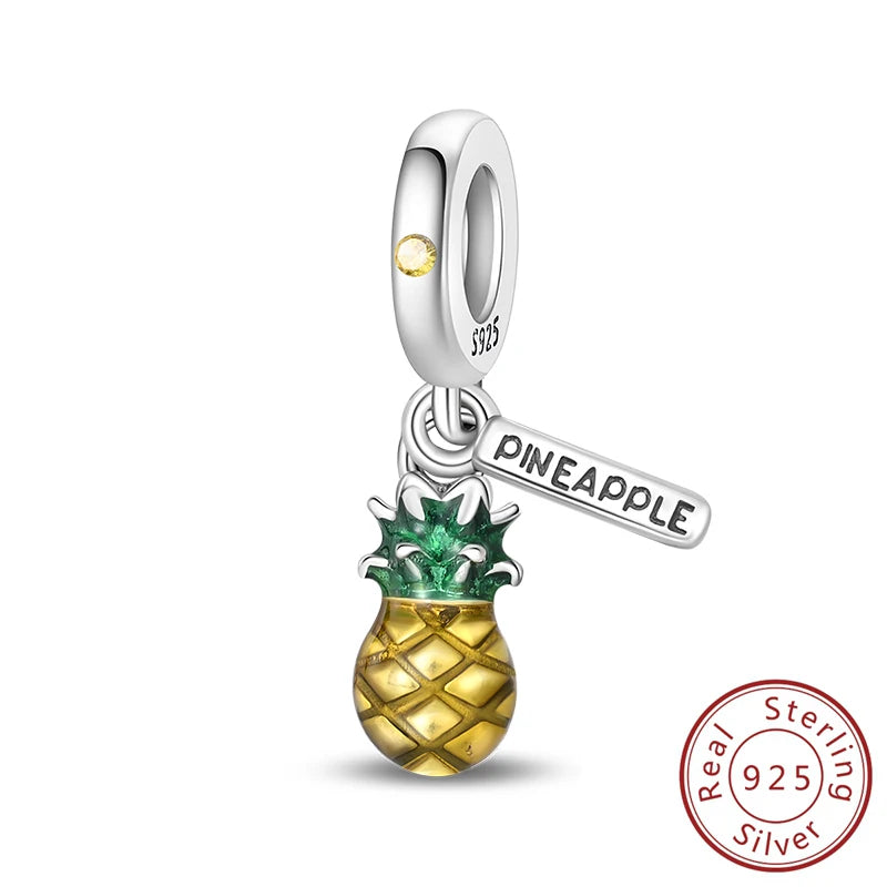 Original Charms Beads 925 Sterling Silver Cherry Strawberry Avocado Watermelon Fruits Charms Pendants For Woman Jewelry Making