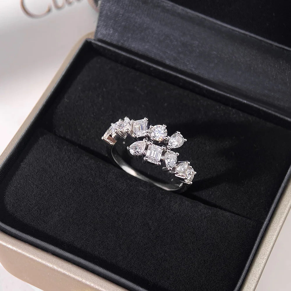 Serenity 2.6cttw Special Shape Cut D Color Moissanite Rings for Women S925 Sterling Silver Plated 18K Lab Diamond Eternity Rings