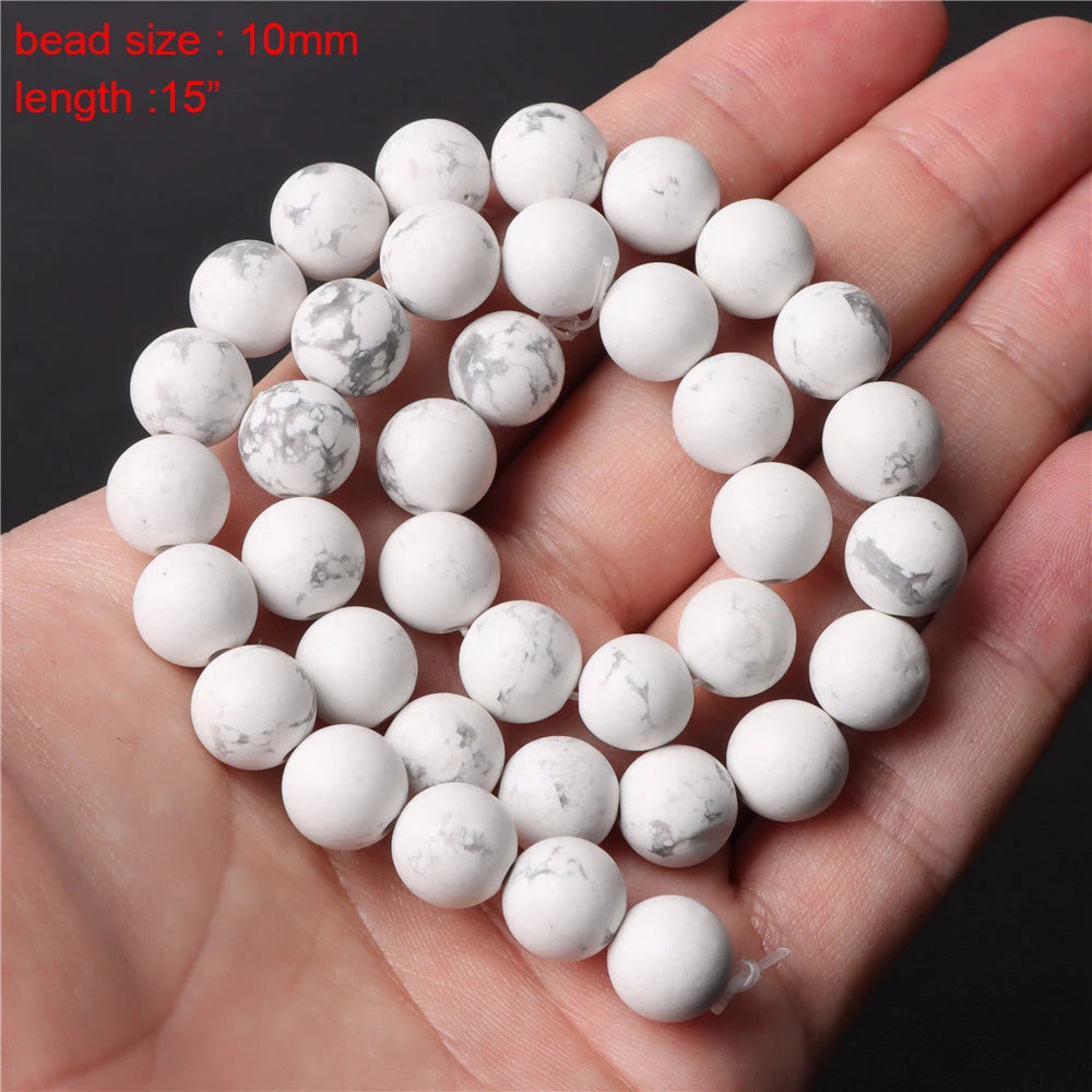 New Arrival Natural Howlite Stone Bead White Turquoises Loose Beads Jewelry Making Perles Gem Loose Beaded Diy Bracelet Necklace