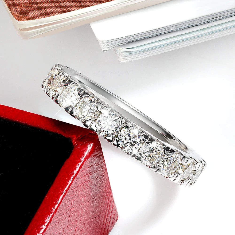 Serenity 1.4cttw D Color VVS1 Moissanite Row Rings Women 100% S925 Sterling Silver Lab Diamond Rings Plated 18K Anniversary Gift