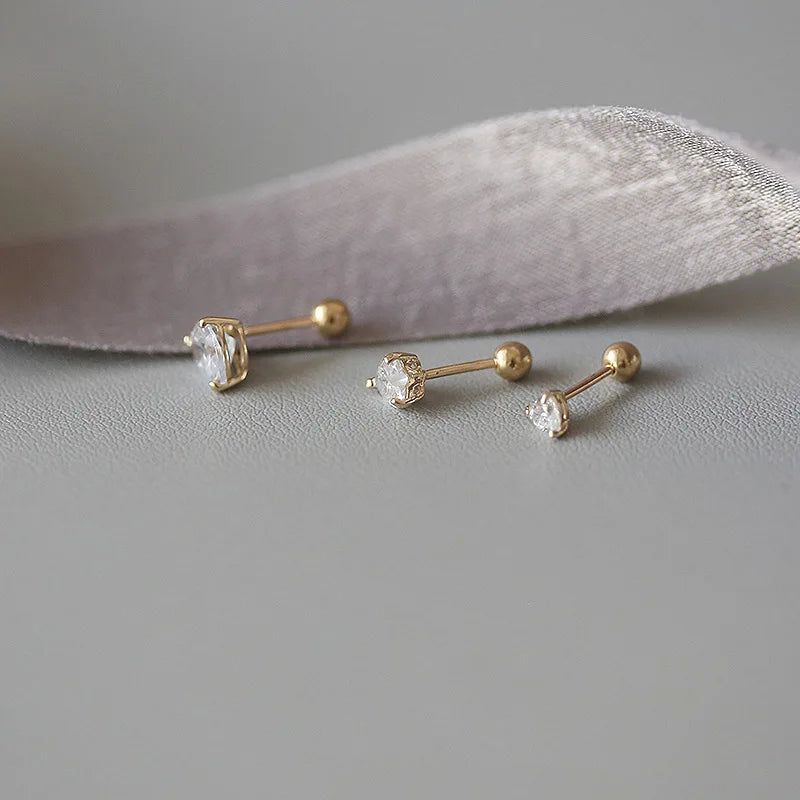 Boucles d'oreilles à tige en argent sterling 925 avec zircons cubiques pour femme, bijoux coréens exquis, accessoires