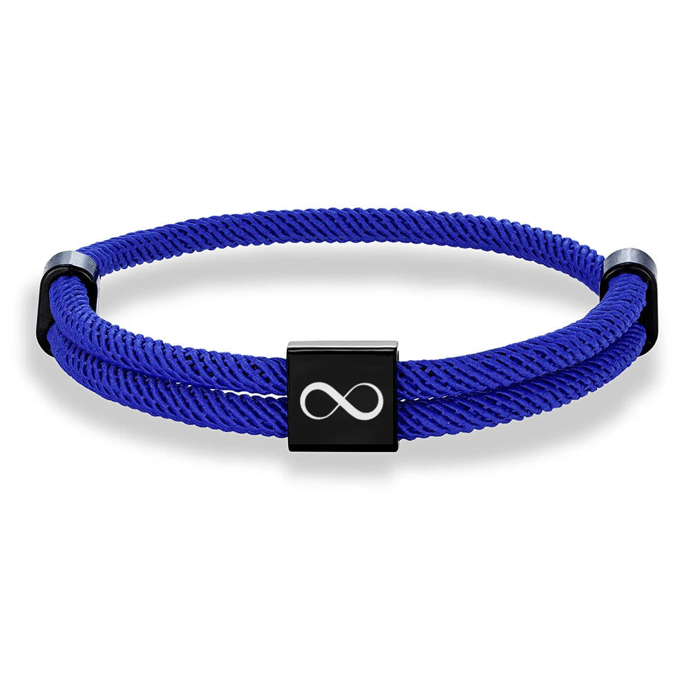 MKENDN Klassisches Infinity-Armband für Herren, verstellbar, nautisches Seilarmband für Damen, schwarzer Edelstahl, Schmuckgeschenk für Paare