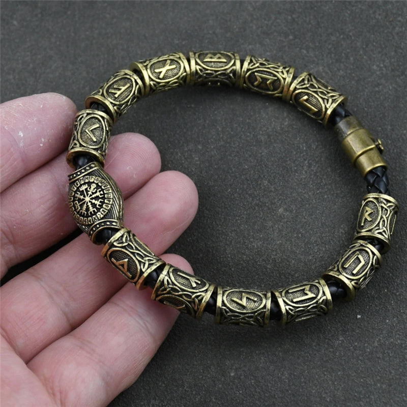 Norse Runes Bracelet Vikingo 3pcs /11pcs/13Pcs/15pcs Runes Beads Vegvisir Compass Amulet Viking Bracelet Slavic Accessorier