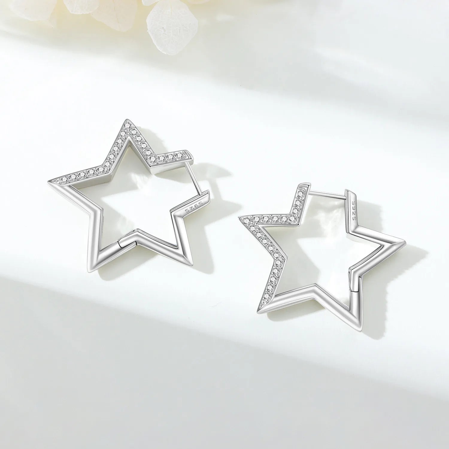 PANPOKI S925 Sterling Silver Star Shaped Design Earrings Versatile Hoop Earrings For Women Jewelry Original Party Gifts