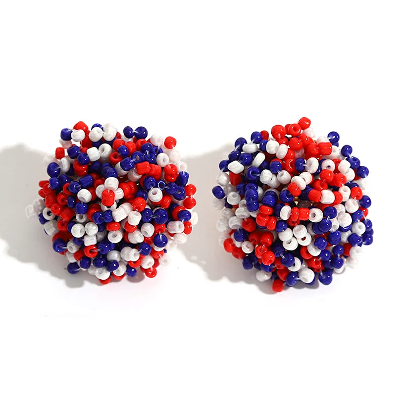 Aensoa Simple Multicolor Ethnic Resin Handmade Beaded Earrings For Women Accessories Bohemia Geometric Earrings Fashion Jewelry