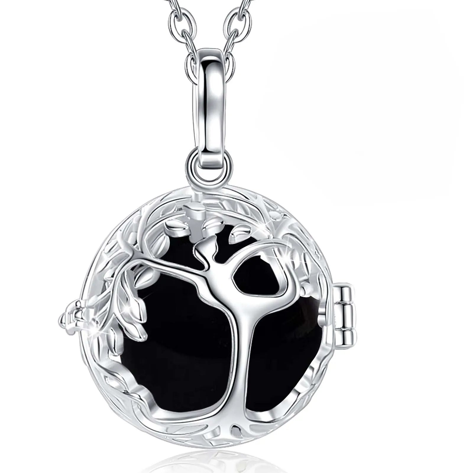 Collier cage Eudora Arbre de Vie en obsidienne, pierre de cristal de guérison énergétique, pendentif en améthyste et lapis-lazuli, bijou spirituel, cadeau de méditation