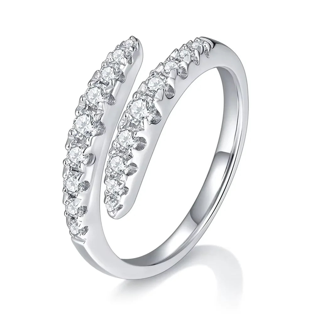 Serenity 0.45ct D Color All Moissanite Rings For Women 100% S925 Sterling Silver Plated 18K Double Opening Wedding Rings Jewelry