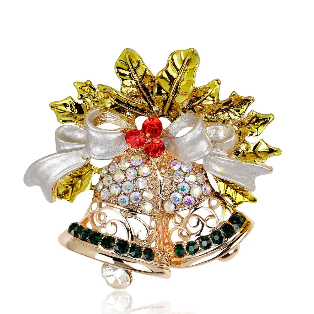 Luxury Rhinestone Christmas Brooches for Women Crystal Zircon Penguin Elk Snowman Xmas Tree Brooch Pins New Year Corsage Jewelry