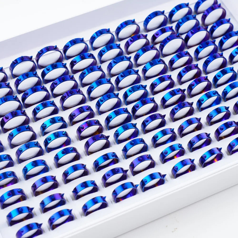 20 Stücke Mode Klassische Glatte Hohl Streifen Punk Spike Edelstahl Ringe für Männer Frauen Schmuck Party Geschenke Mix Größe Stile