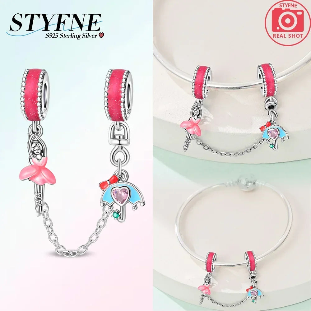 Original 100% 925 Sterling Silver Clasp Clip Bead Star Moon Safety Chain Fit 925 Original Bracelet DIY Jewelry Making Women Gift