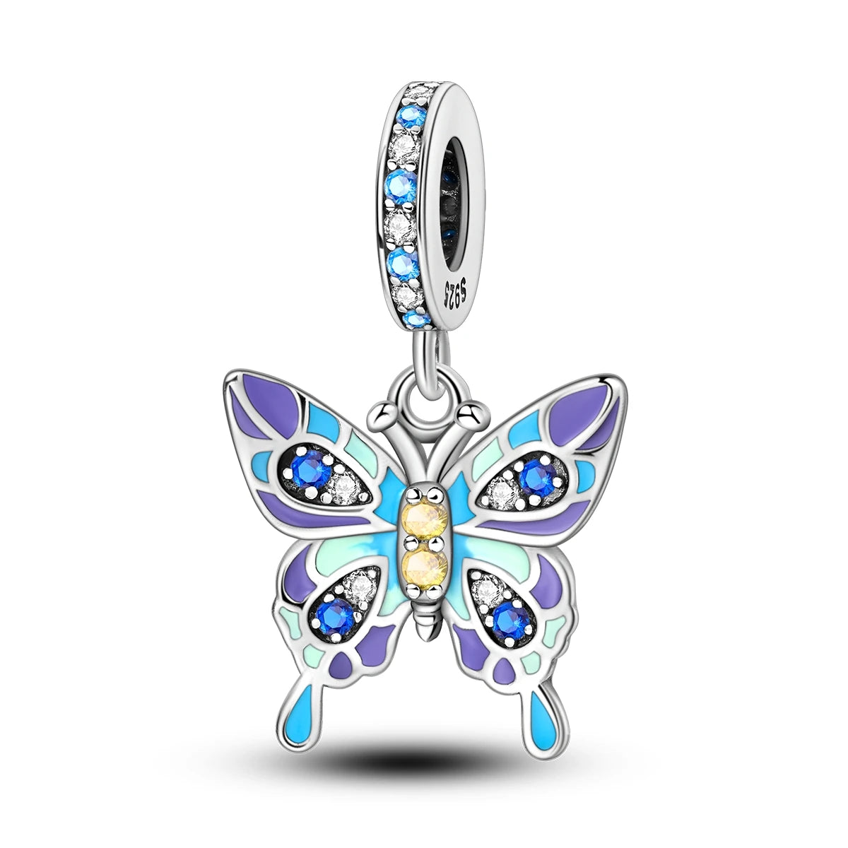 Springtime 925 Silver Gem Butterfly Dragonfly Flowers Charms Pendant Fit Pandach 925 Original Bracelets DIY Little Fresh Jewelry