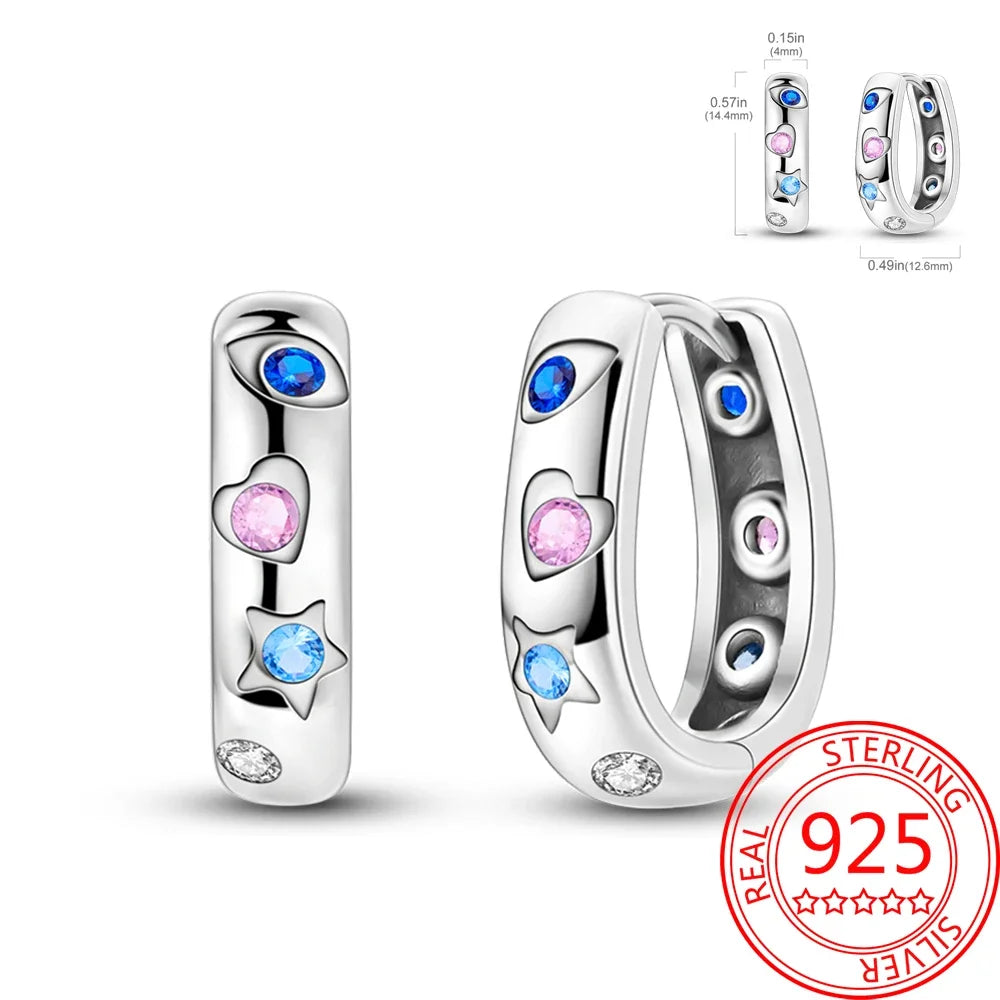 Ear Ring Series 925 Sterling Silver Star Moon Unicorn Tulip Flower Butterfly Bee Geometry Earrings Ladies Pairing with Jewelry