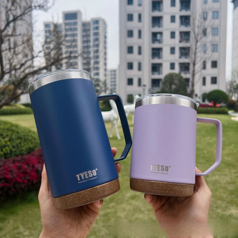TYESO Wide Mouth Stainless Steel Coffee Mug with Leak-Proof Lid Insulated Office Travel Mug 530ml/710ml For Home Office Gift