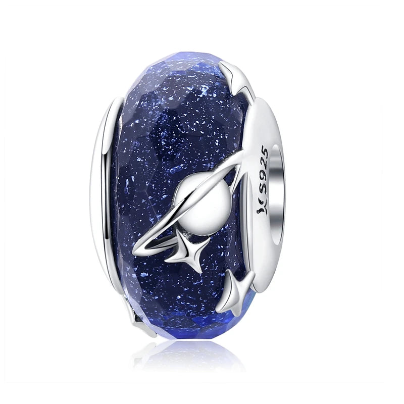 WOSTU 925 Sterling Silver Colorful Ocean Starfish Round Heart Charm Butterfly Murano Glass Bead Fit Original Bracelet DIY Gift