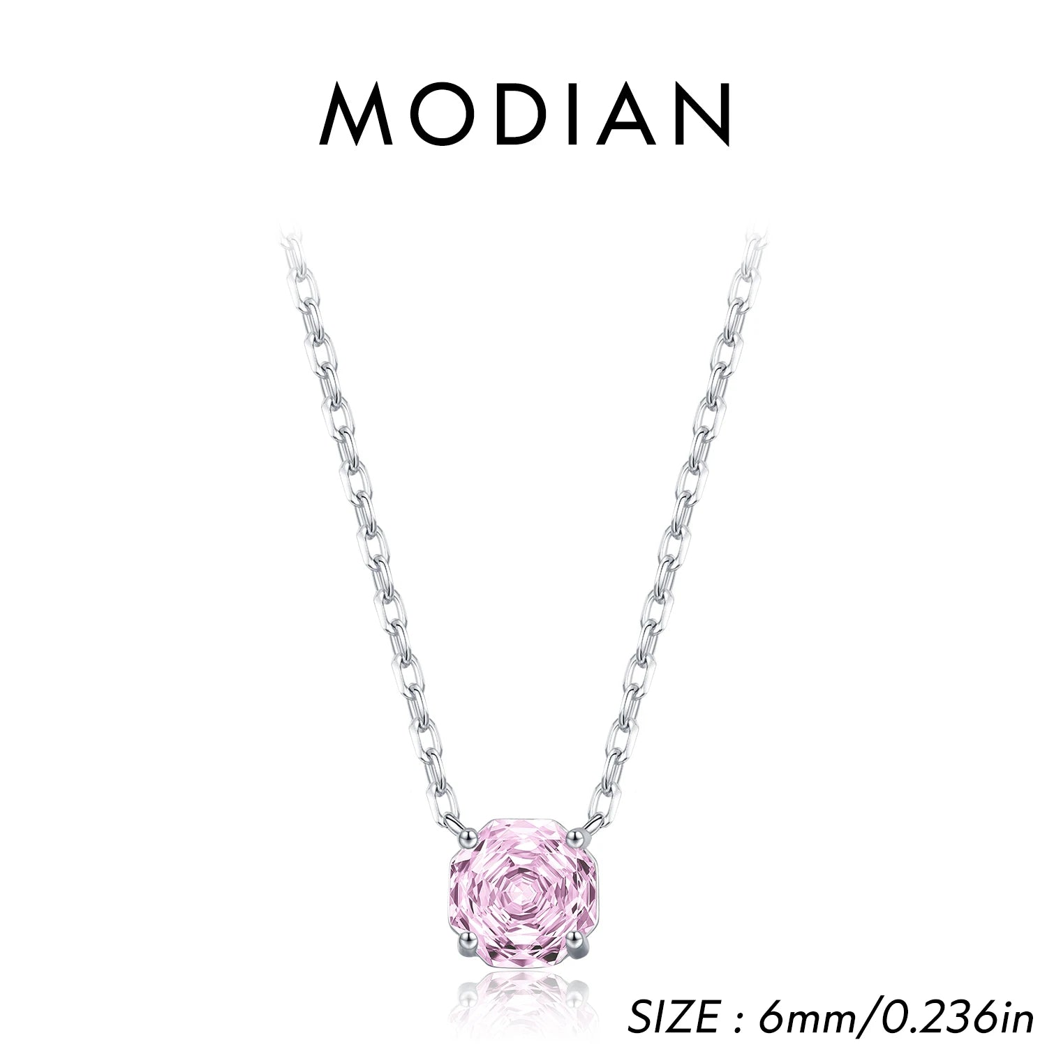MODIAN Rose Cut Pink CZ Pendant Necklace 925 Sterling Silver Sweet Delicate Light Pink Necklace For Women Party Fine Jewelry