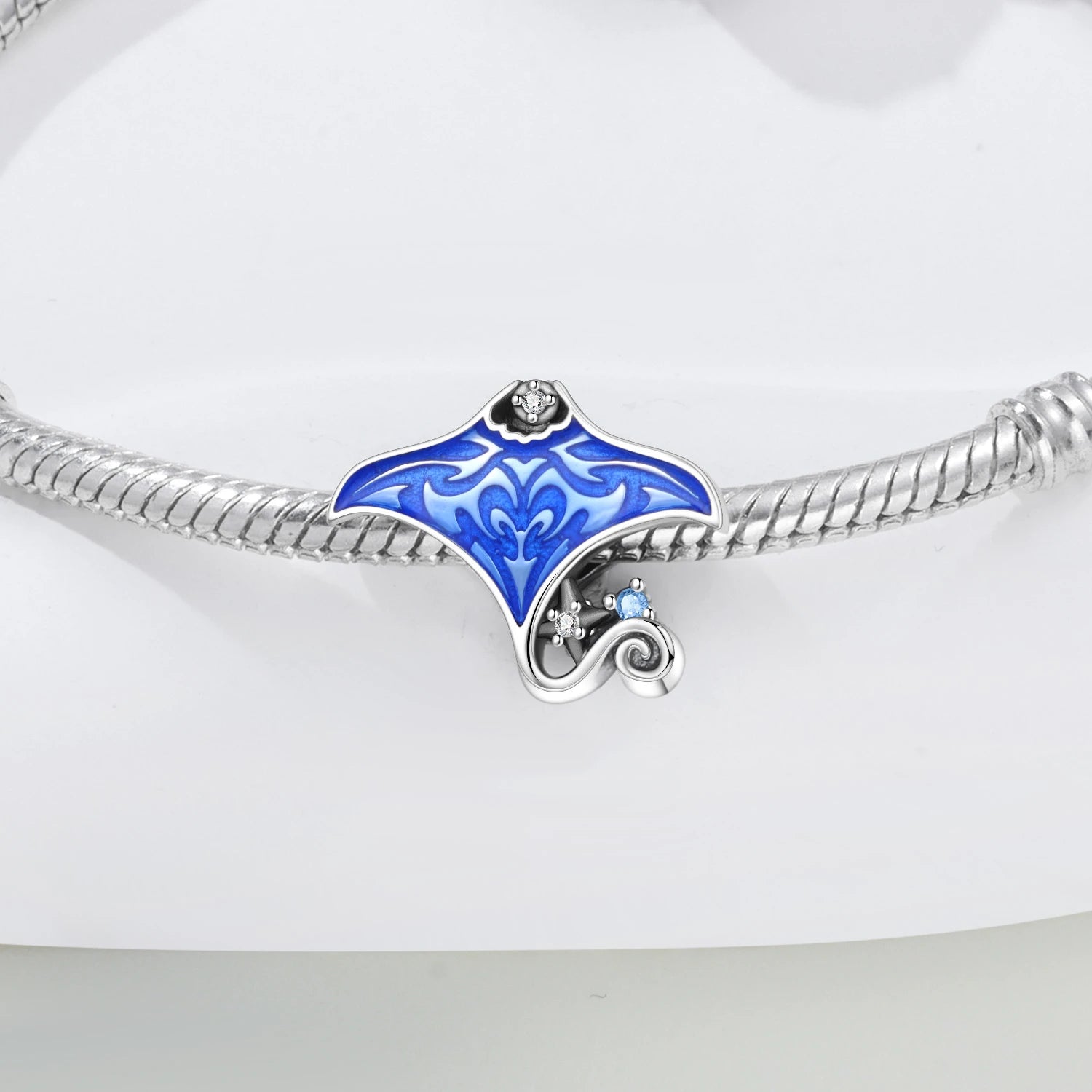 PANPOKI 925 Sterling Silver Devil Fish Marine Creatures Beads Original Pendants Bracelet Charm Jewelry Party DIY Trendy Gifts