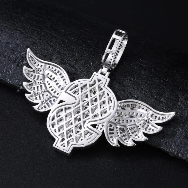 TUHE Unisex Cross Angel Wings Pendants Necklaces Ice Out Moissanite S925 silver Pendants For Men Hip Hop Jewelry Gift