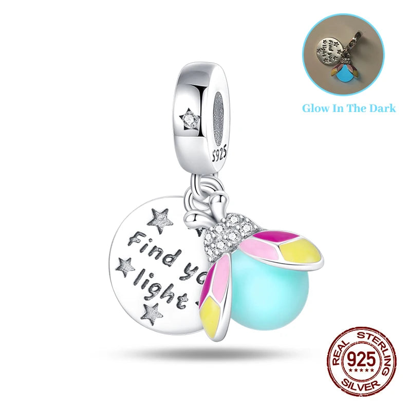 Classic 925 Sterling Silver Beads Luminous Firefly Star Chameleon Charms Pendants Fit Original Bracelet DIY Jewelry For Woman