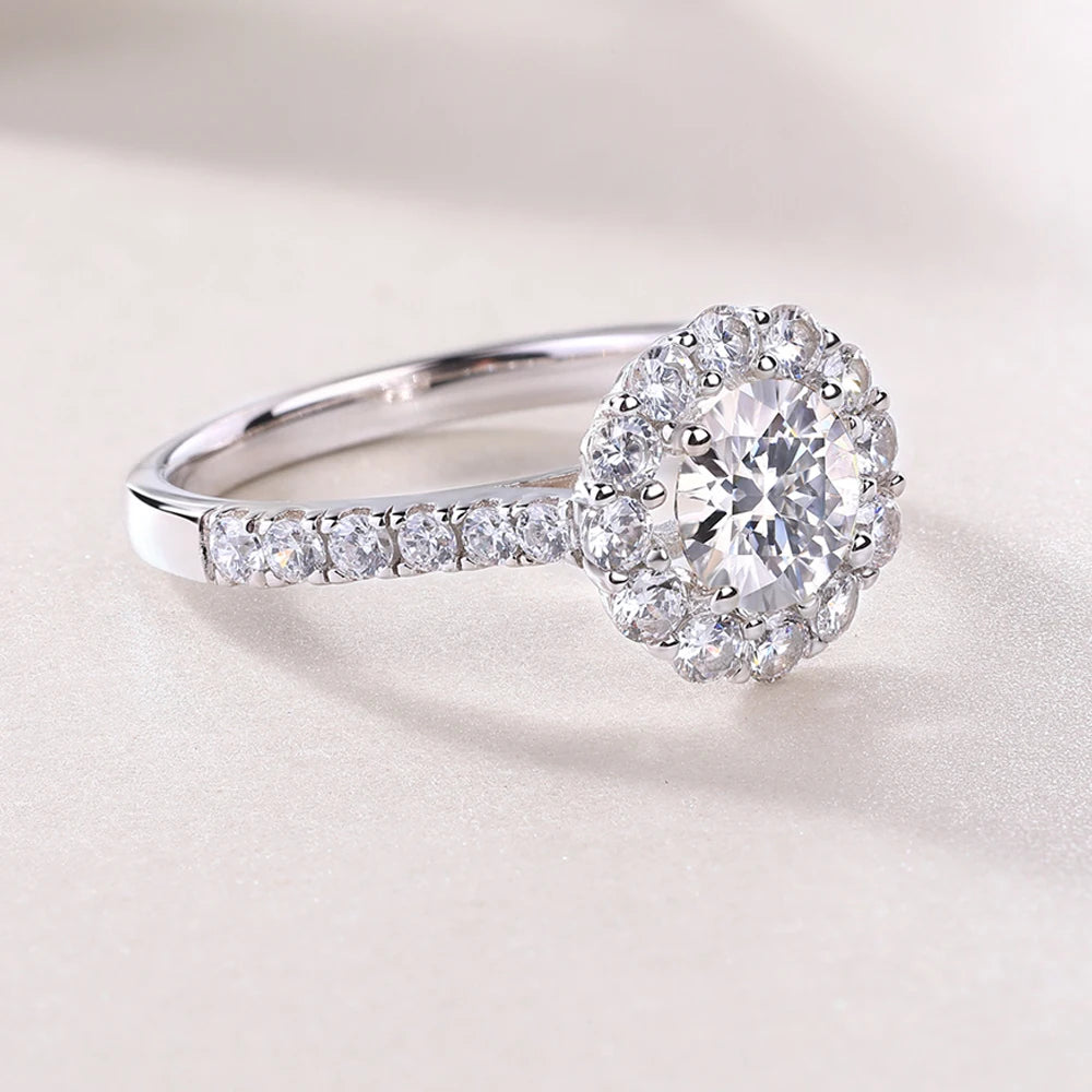 Serenity 1ct D Color Moissanite Rings For Women Wedding Bridal S925 Sterling Silver Sparkling Lab Diamond Rings Anniversary Gift