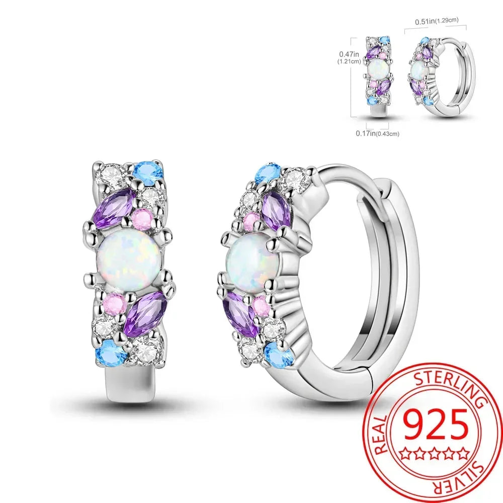 Pink Series 925 Sterling Silver Romantic Flower Butterfly Unicorn Tulip Geometry Earrings Boutique Fine Jewelry Gifts for Women