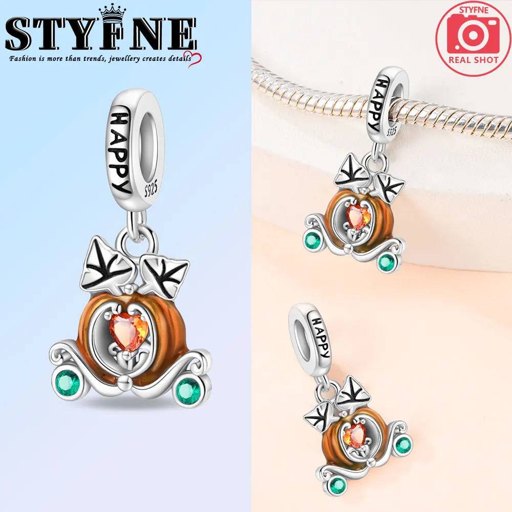 New in Harvest Season Pumpkin Charms Beads Fits Original Bracelet 925 Silver Women Necklace DIY Charms Fine Jewelry Gifts