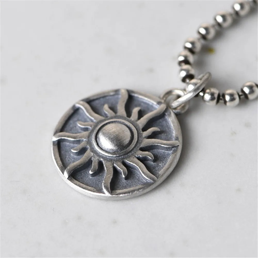 MKENDN 100% 925 Sterling SilverApollo Amulet Sun God Pendant Necklace Punk Style Sweater Chain Fine Jewelry - Madeinsea©