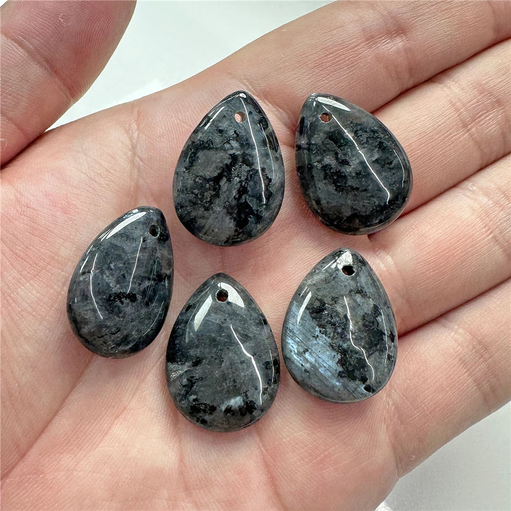 High Quality Smooth Water Drop Gem Pendant Natural Apatite Quartzs Labradorite Top Drilled Charm Bead For Jewelry DIY 18X25MM