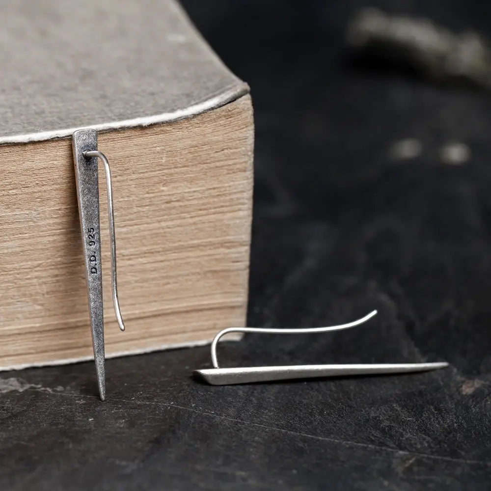 MKENDN Retro 925 Sterling Silver Geometric Spikes Stud Earrings Punk Vintage Gothic Ear Clip Jewelry Gift For Men Women