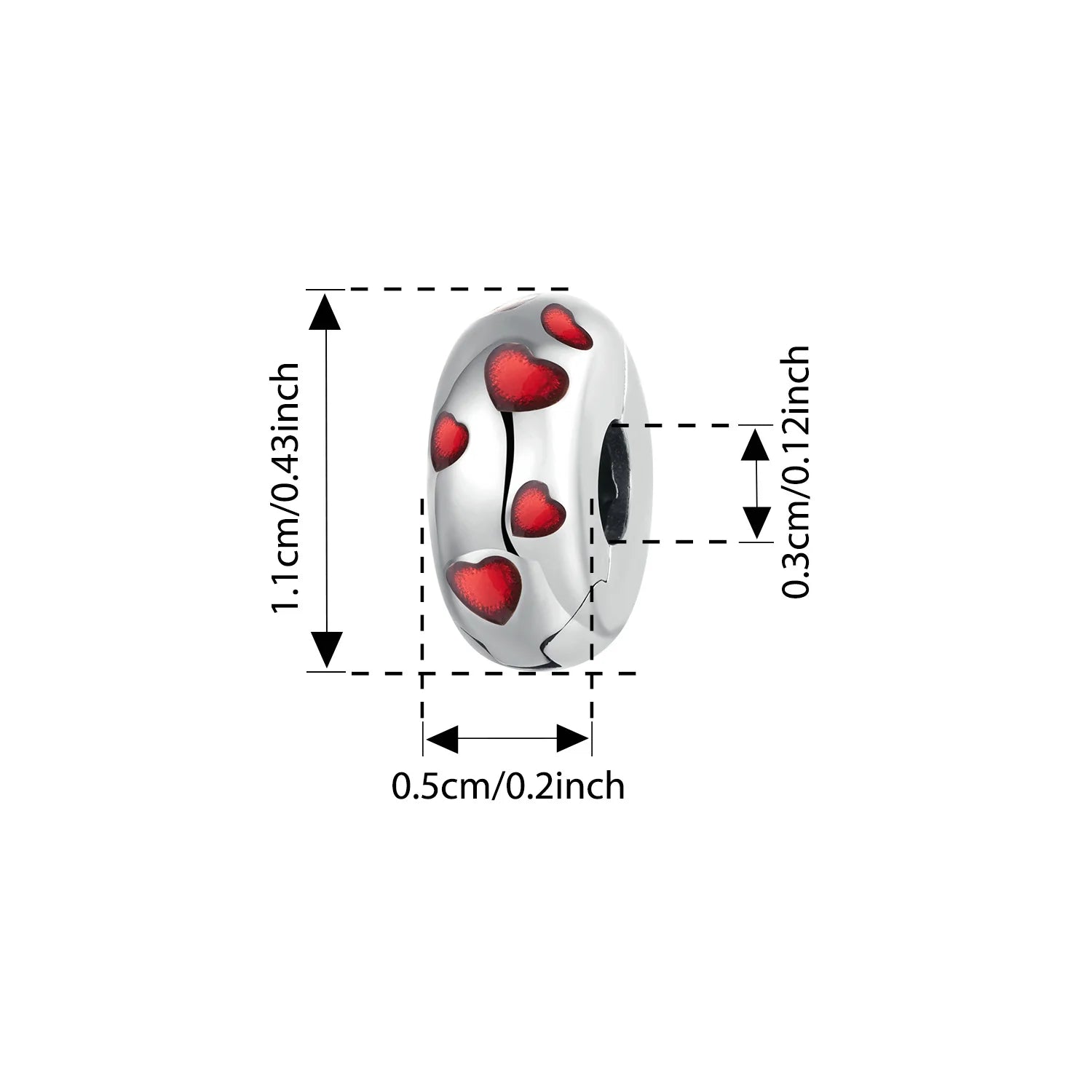 BISAER 925 Sterling Silver Heart Charm Bead Red Enamel Eternal Love Pendant for Women DIY Bracelet & Neckalce Fine Jewelry Gift