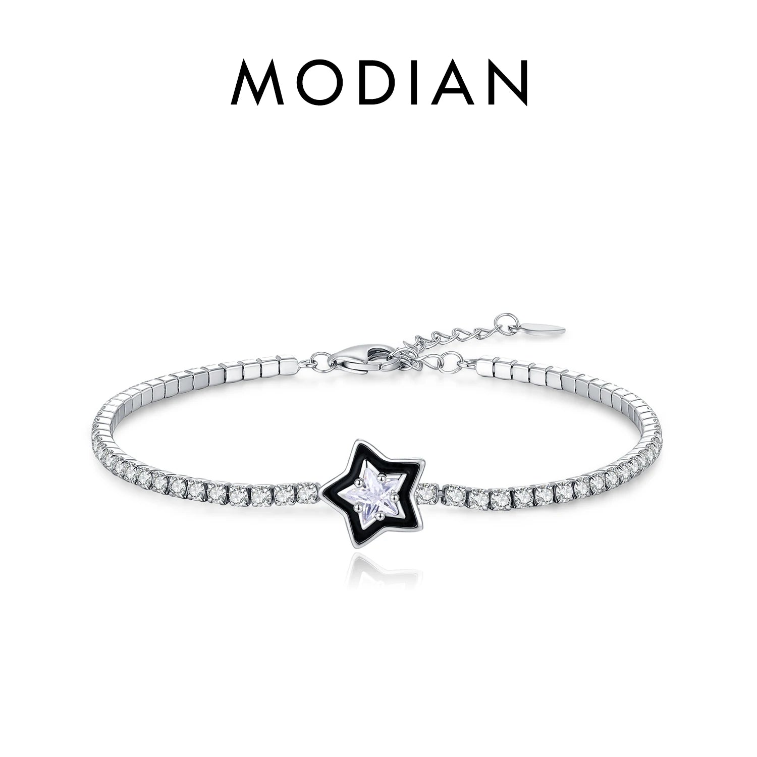 MODIAN 925 Sterling Silver Shinning Stackable Bracelets Stars Geometric Heart Water Drop CZ Tennis Bracelets For Women Jewelry