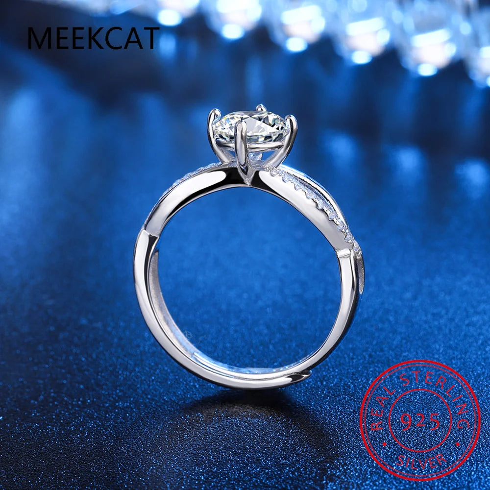 2ct Real Moissanite Solitaire Ring for Women Cross Hollow Marriage Proposal Ring S925 Silver Jewelry Created Diamond Band