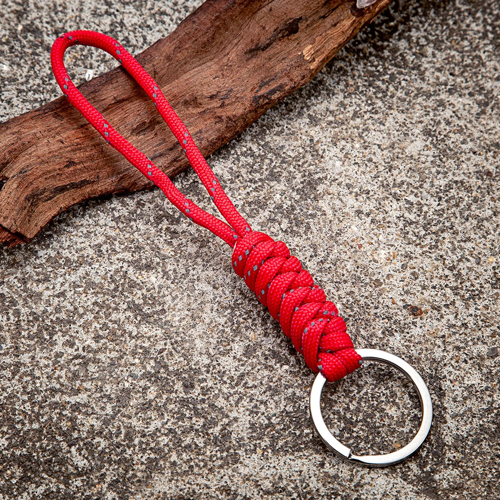 MKENDN High Strength Parachute Cord Keychain Outdoor Rock Climbing Camping Emergency Survival Paracord Lanyard Metal Key Ring