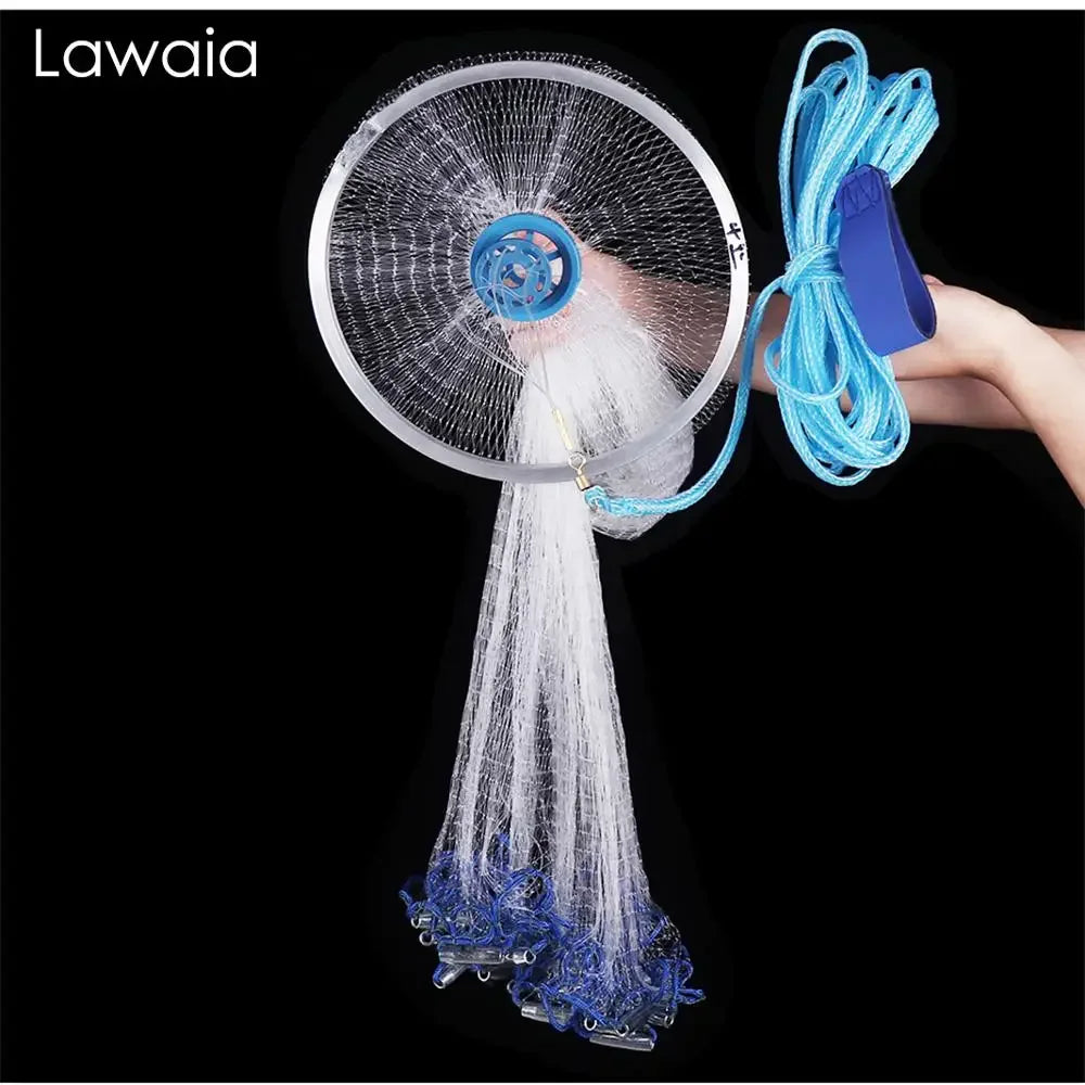 Lawaia Monofilament Nylon Fishing Net Aluminum Ring Style Hand Throw Fish Net with Iron Pendant USA/RU Warehouse