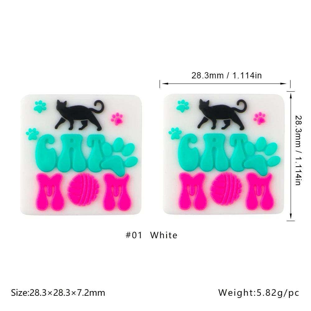 Lot de 5 ou 10 perles en silicone MOM pour la fabrication de bijoux, colliers, bracelets, accessoires de bijouterie