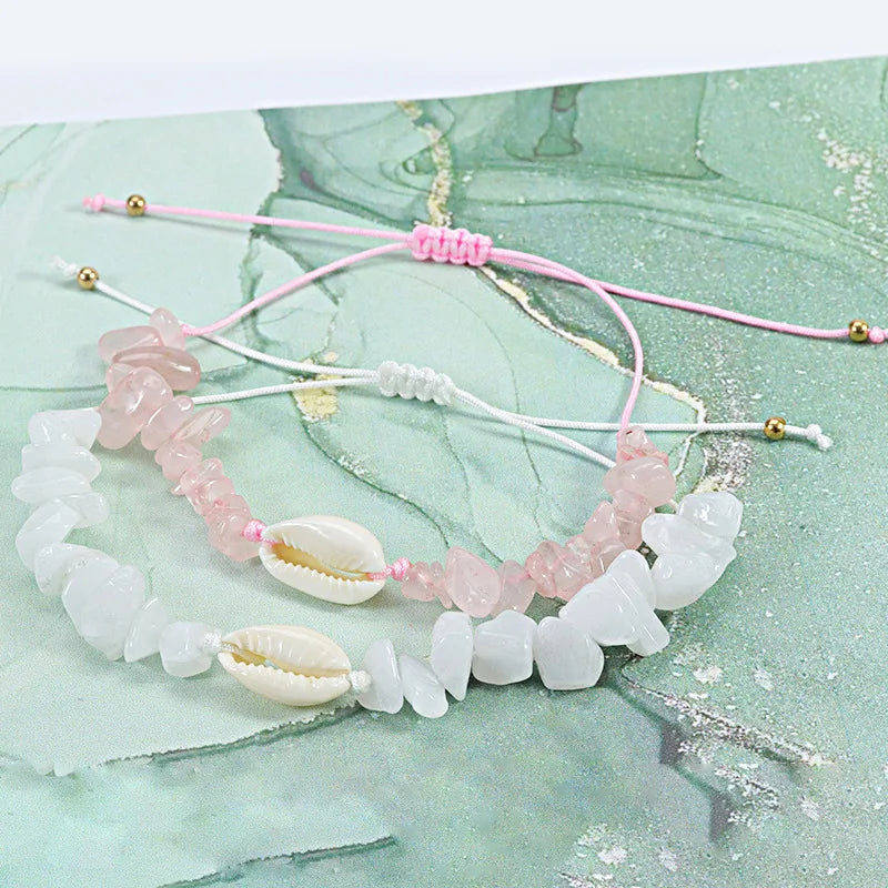 Bohemian Sea Shell Beads Bracelets For Women Handmade Irregular Stone Beaded Bangles Beach Party Friendship Jewelry Gift