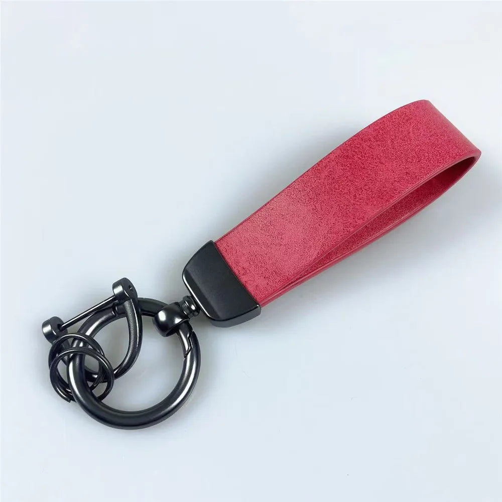 MKENDN Luxury Leather Men Keychain Black Clasp DIY Creative Waist Hanging KeyChain Best Gift Key Ring jewelry Gift