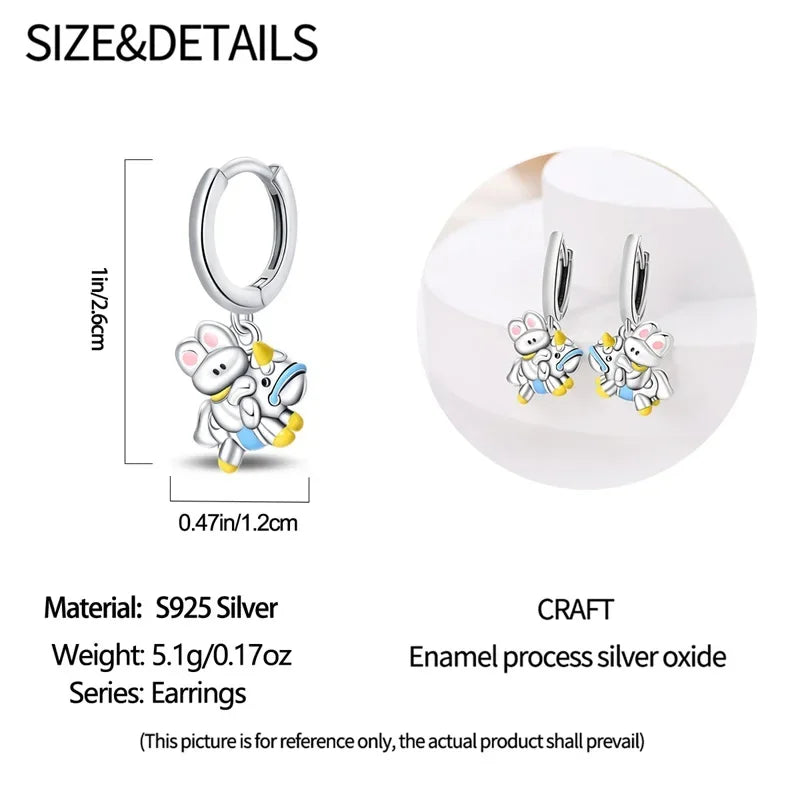 925 Sterling Silver Christmas Blue Snowflakes Tassel Diamond Earrings Red Bow for Women Creative Jewelry Christmas Themed Gifts