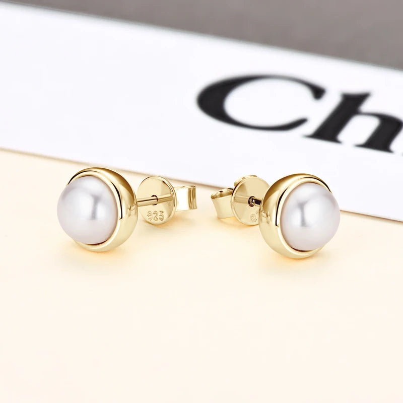 OXTAO 925 Sterling Silver Natural Freshwater Pearl Earrings 3.5-4mm/6.5-7mm Luxury Wedding Earrings for Women Gift