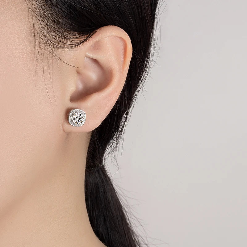 PERFANY 0.5-2CT Moissanite Earrings for Women S925 Pure Silver Square Earrings Laboratory Diamond Wedding Luxury Jewelry - Madeinsea©