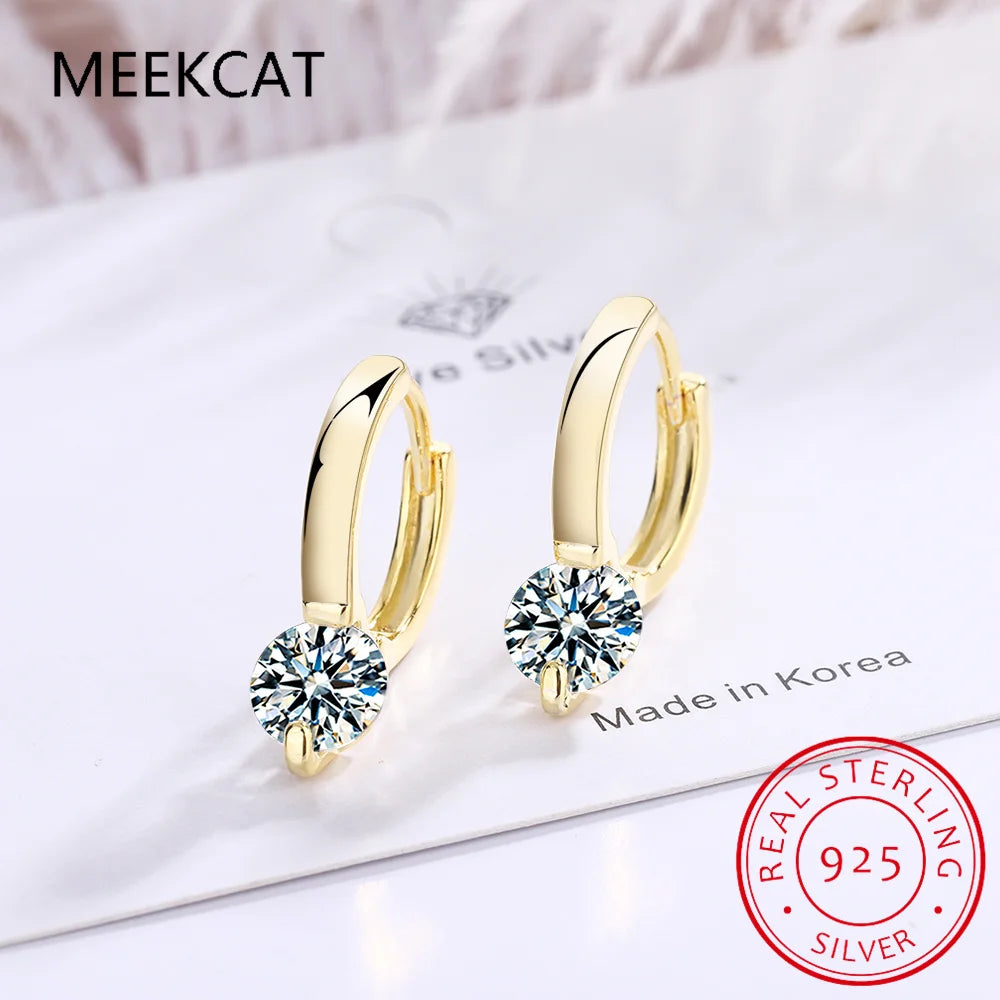 Solitaire 1ct D Moissanite Earrings for Women 2023 Diamond 925 Sterling Silver Hoop Earrings Drop Earrings Girls 14k Gold Plated