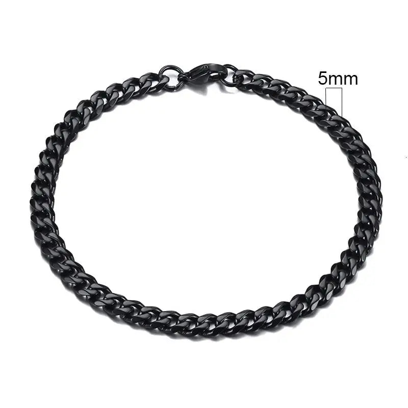 3/5/7/11mm Stainless Steel Figaro Chain Bracelet Bangle for Men Women Hiphop Trendy Wrist DIY Bracelet Jewelry