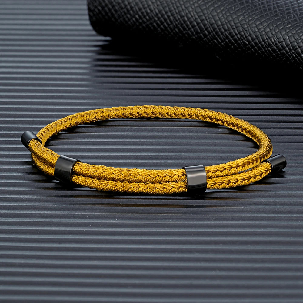 MKENDN 3MM Waterproof Surfering Rope Bracelets Men Adjustable Nautical Rope Bracelet Women Black Stainless Steel Sport Buckle