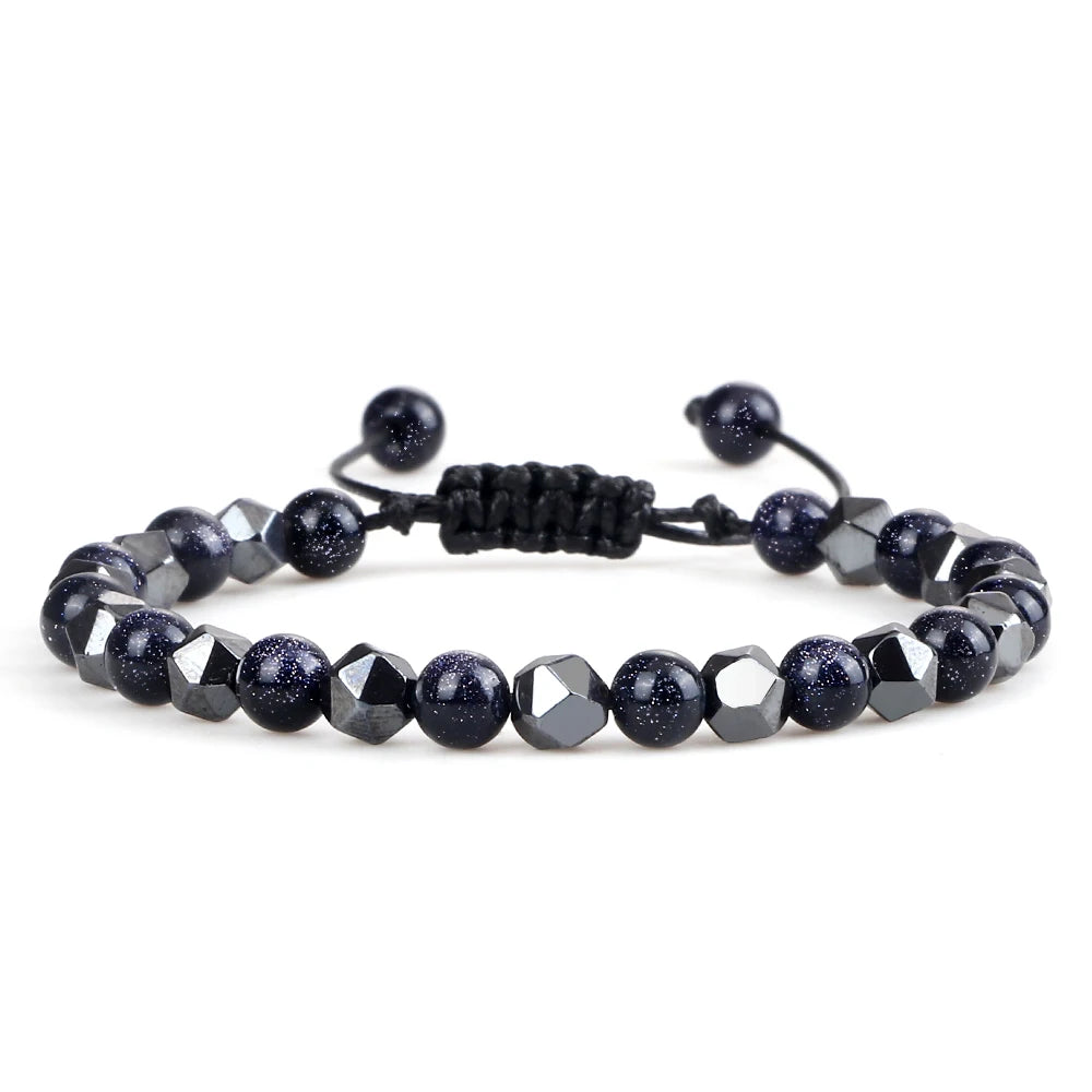 Herren-Armband mit unregelmäßigen Hämatitperlen, Damen-Armband mit 4, 6 oder 8 mm großen, natürlichen Lava-Tigeraugenperlen, modischer Freundschaftsschmuck