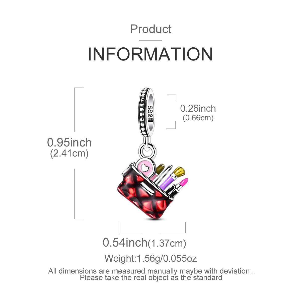 New In 925 Sterling Silver Red Makeup Kit Pendant Beads Charms Fine Jewelry Fit Original 925 Bracelet For Women DIY Gift